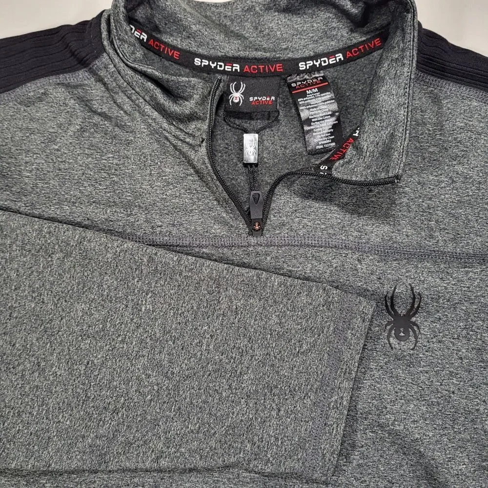 Spyder Active Proweb Men's‎ Medium 1/4 Zip Gray Long Sleeve Pullover